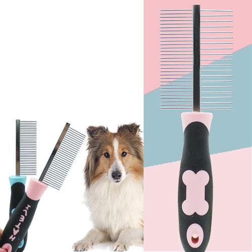 Dog Bone Pattern Pet De-Shedding Double-Sided Comb